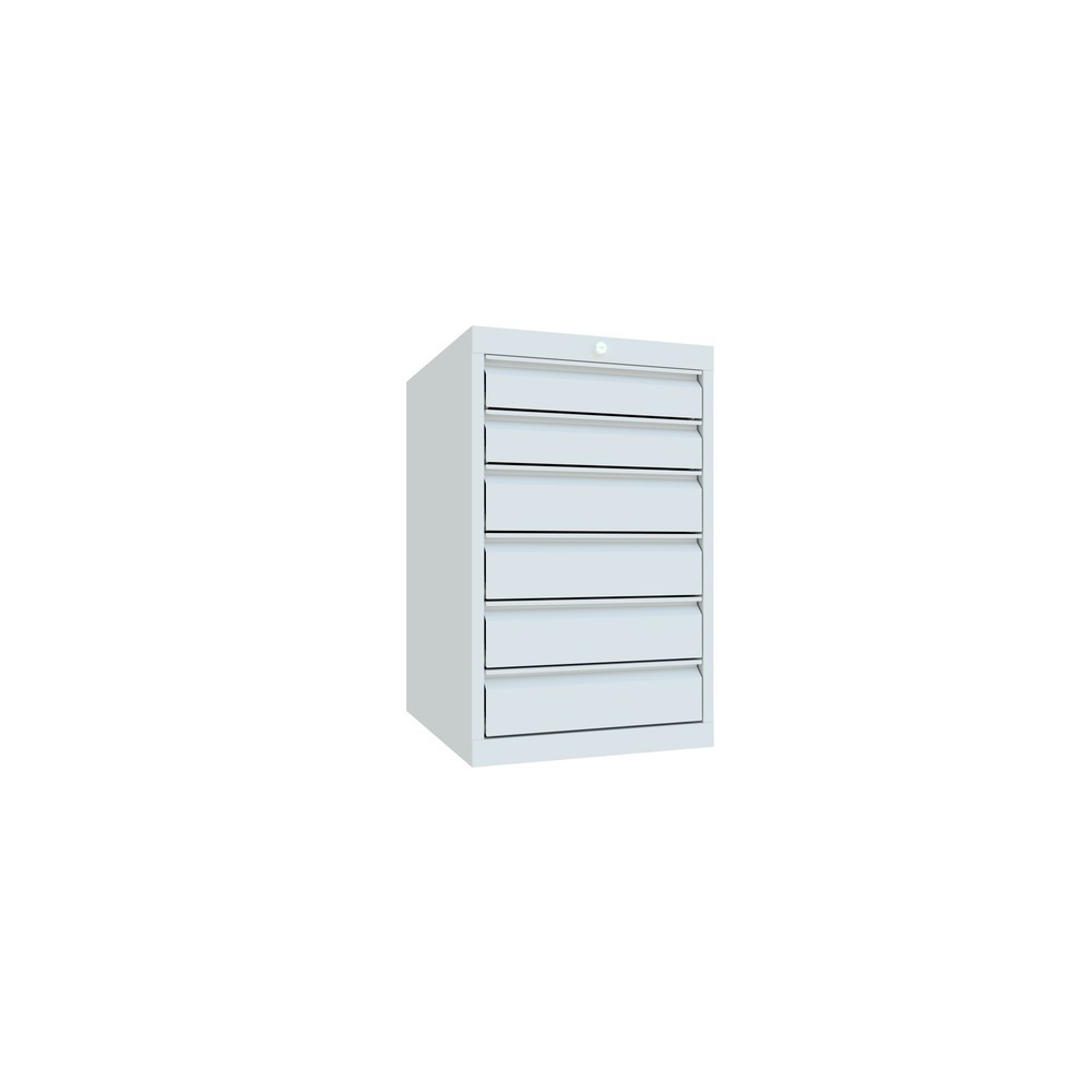 Armoire à tiroirs PAVOY, hauteur 800 mm, tiroirs 2 x 100 mm + 4 x 125 mm, largeur 500 mm, gris clair, gris clair