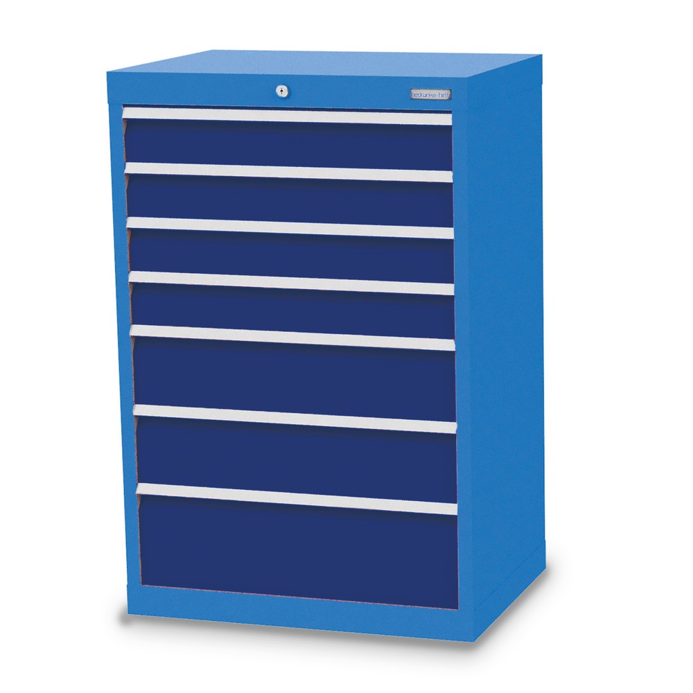 Armoire à tiroirs Profi, tiroirs de 4 x 100 + 2 x 150 + 1 x 200 mm, H x l x P 1 019 x 680 x 500 mm Bedrunka+Hirth, bleu clair, bleu gentiane