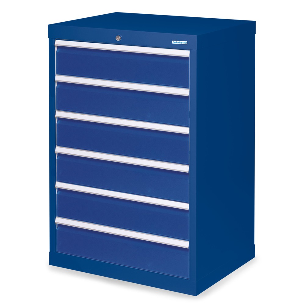 Armoire à tiroirs Profi, tiroirs de 6 x 150 mm, H x l x P 1 019 x 680 x 500 mm Bedrunka+Hirth, bleu gentiane, bleu gentiane