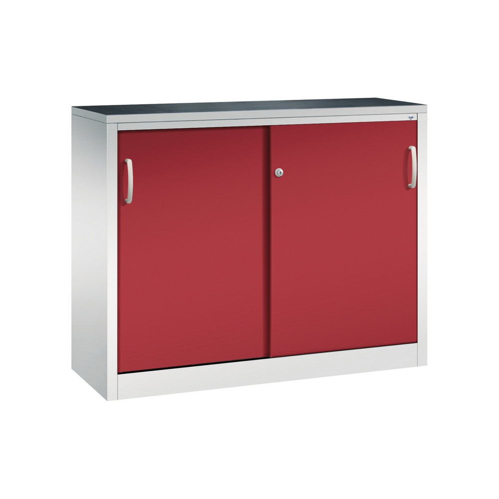 Armoire d’appoint d’atelier C+P avec 1 tablette, H x l x P 1 000 x 1 200 x 400 mm, gris clair, rouge rubis