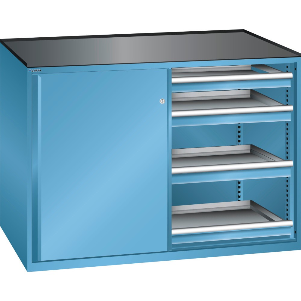 Armoire d'appoint LISTA 2x36x27E, (lxPxH) 1 430x600x1 020 mm, 8 tiroirs, capacité de charge 75kg, bleu clair