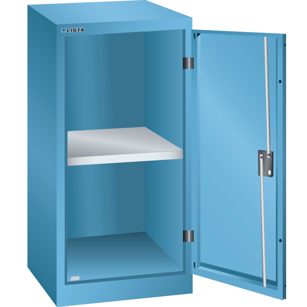 Armoire d'appoint LISTA, (lxPxH) 500x500x1 000 mm, 1 étagère réglable, bleu clair, KEY Lock