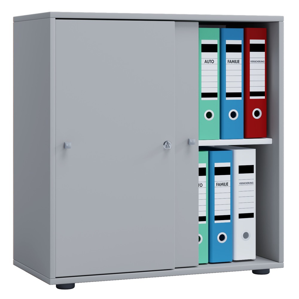 Lona Armoire de bureau avec portes coulissantes, 2 compartiments, HxlxP 740 x 700 x 400 mm, gris