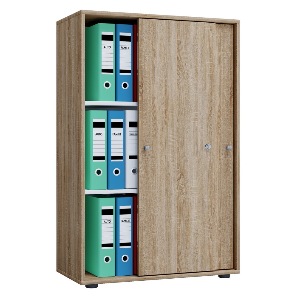 Lona Armoire de bureau avec portes coulissantes, 3 compartiments, HxLxP 1,110 x 700 x 400 mm, chêne Sonoma