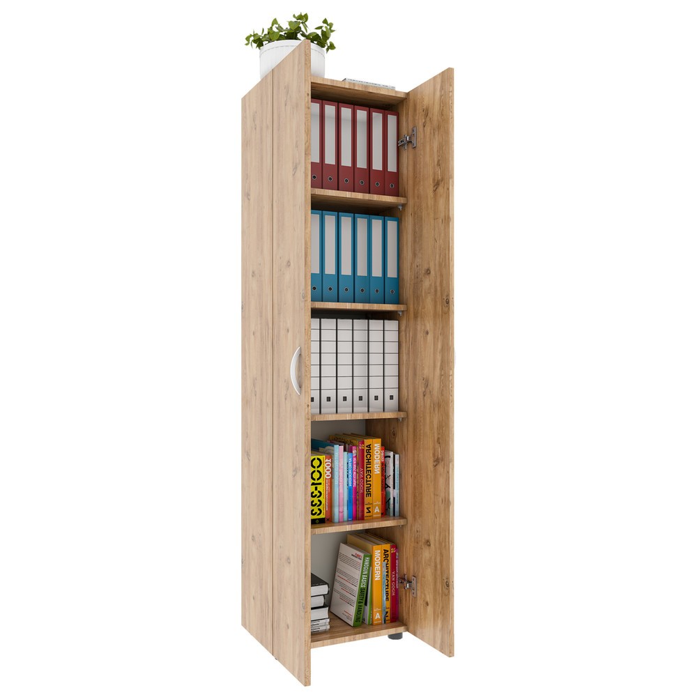 Armoire de bureau Ulas-XL 5 compartiments, chêne miel