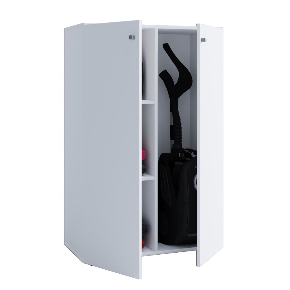 Armoire de ménage Lona Mini avec portes, blanche