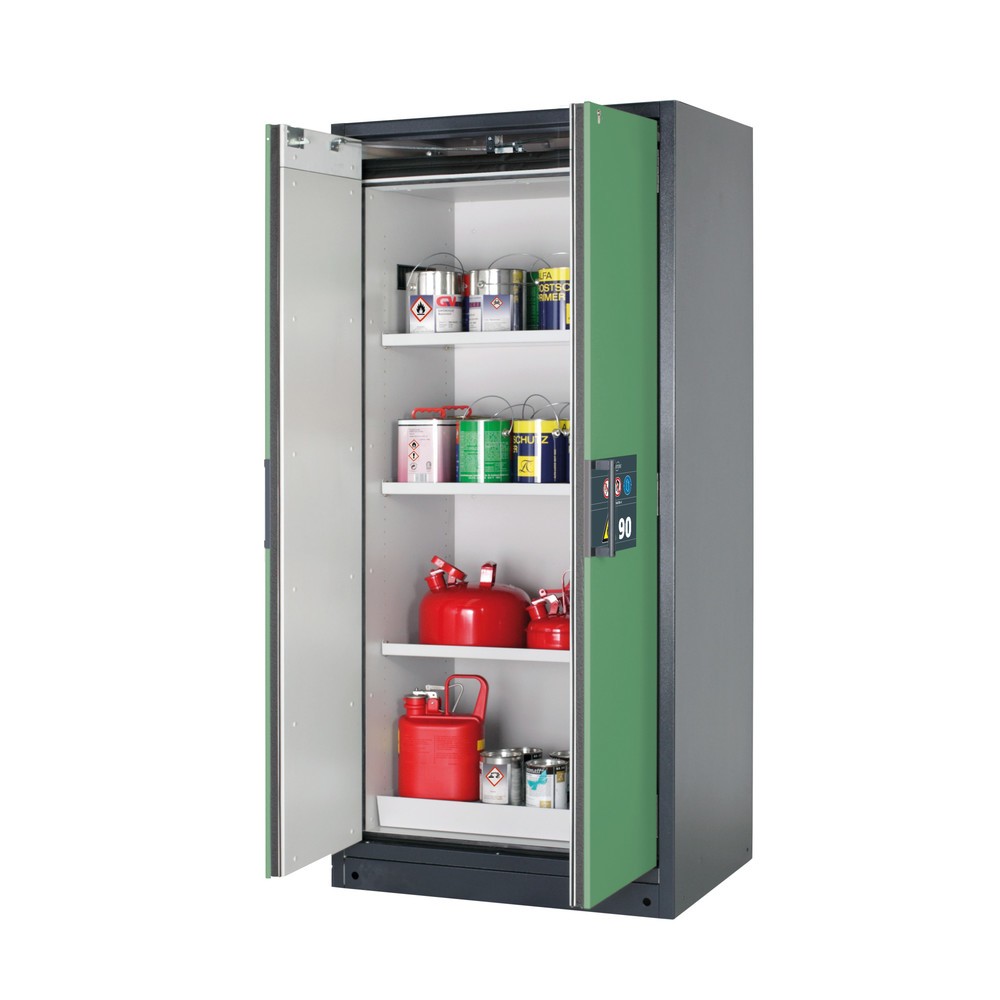 Armoire de sécurité asecos® Q-PEGASUS/Type 90, 3 tablettes, HxlxP 1 953 x 893 x 615 mm, vert réséda