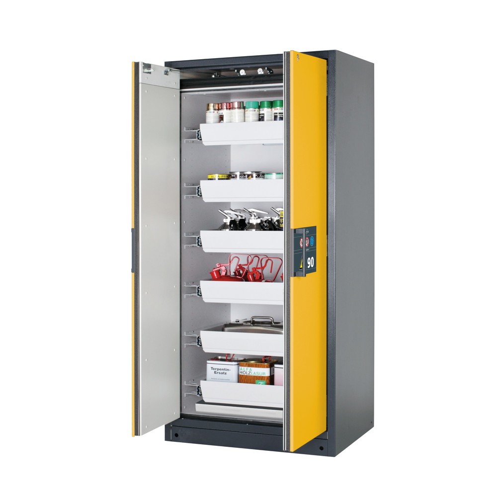 Armoire de sécurité asecos® Q-PEGASUS/Type 90, 6 cuves extractibles, HxlxP 1 953 x 893 x 615 mm, jaune or