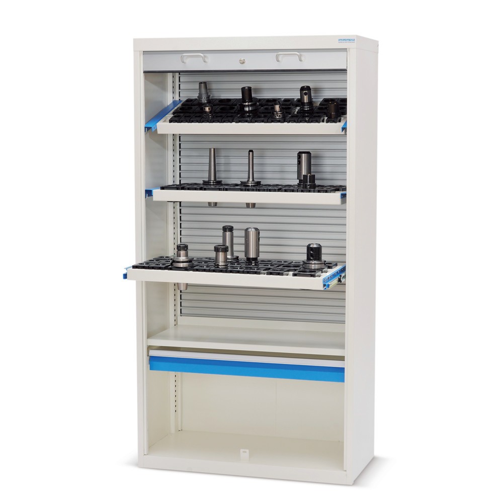 Armoire haute pour outils CNC avec volet roulant en plastique, h x l x p 1.950 x 1.000 x 500 mm