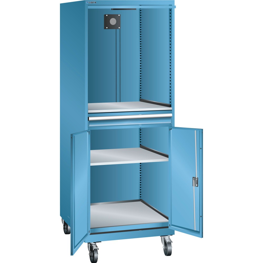 Armoire informatique mobile LISTA 36x36E, (lxPxH) 717x725x1 762 mm, D/Schuko, bleu clair