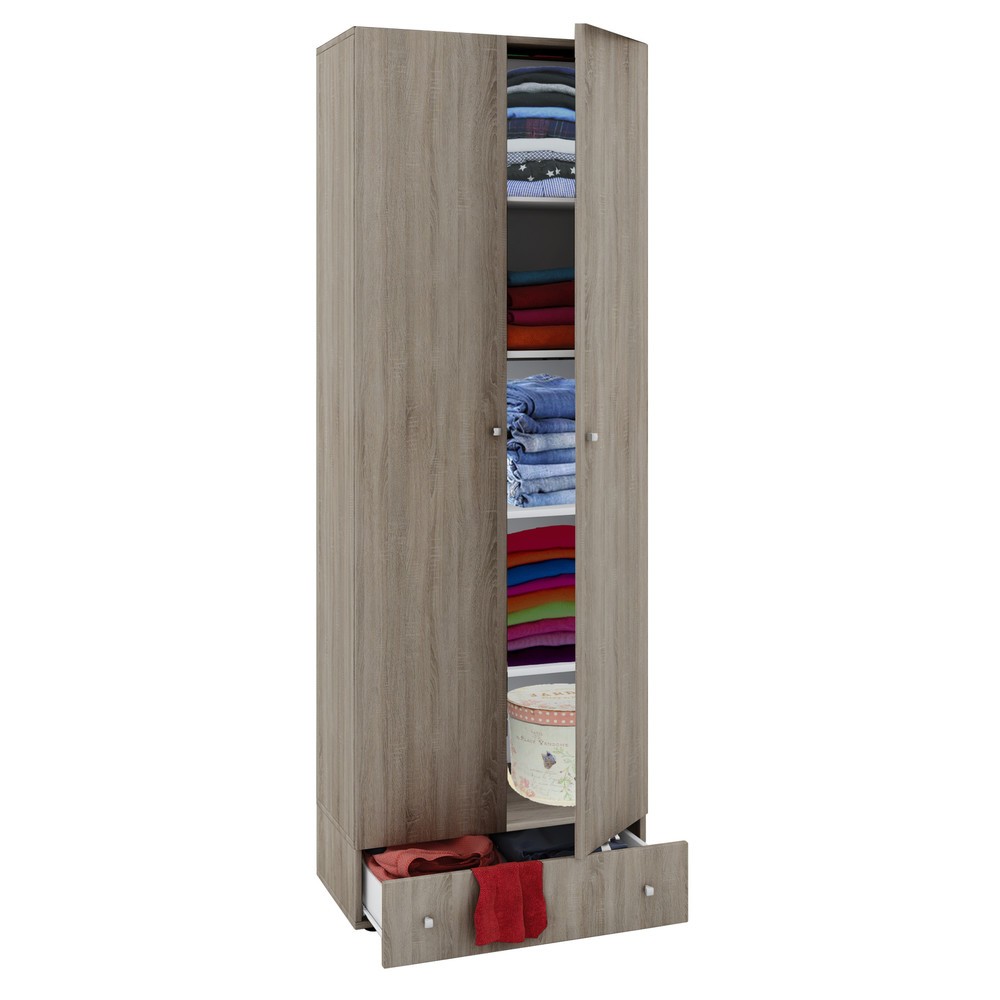 Armoire multifonction Vandol I avec portes et tiroirs, Chène Sonoma