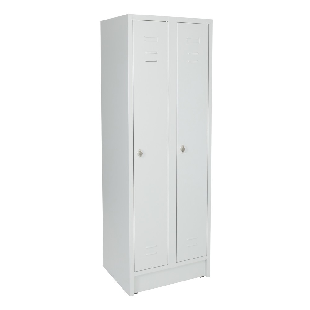 Armoire-penderie avec socle HEMMDAL HG-S-2, fermeture à pêne tournant, 2 compartiments, gris clair