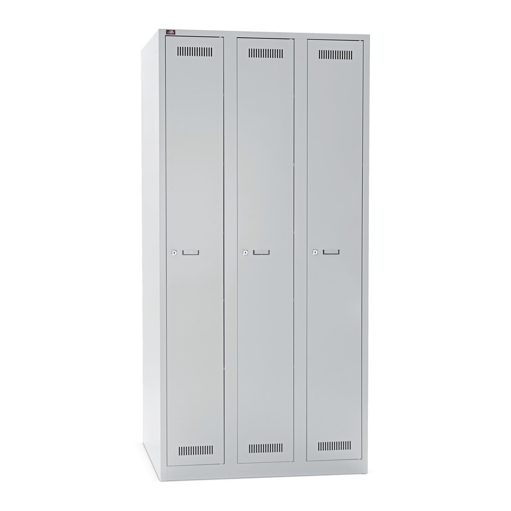 Armoire-penderie BISLEY LIGHT, 3 compartiments, H x l x P 1 850 x 900 x 500 mm, gris clair