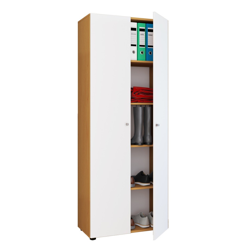 Vandol I armoire multi-usages, avec portes, hêtre/blanc