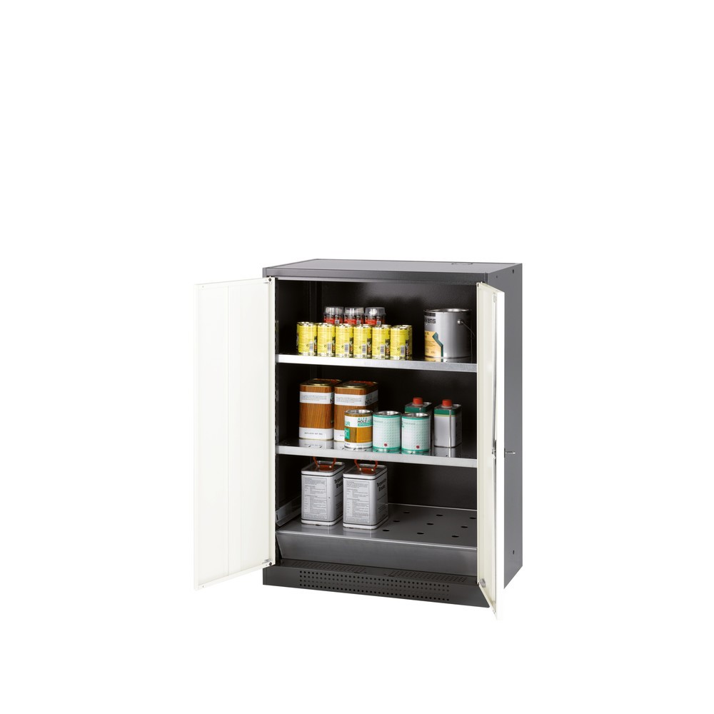 Armoire pour produits chimiques et toxiques asecos® avec tablettes, HxlxP 1 105 x 810 x 520 mm, blanc pur