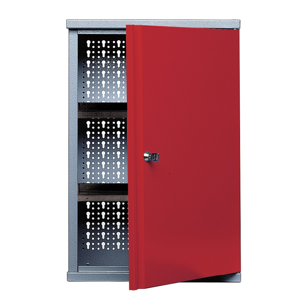 Armoire suspendue avec 2 étagères + 1 paroi arrière perforée, H x l x P 600 x 400 x 190 mm, rouge