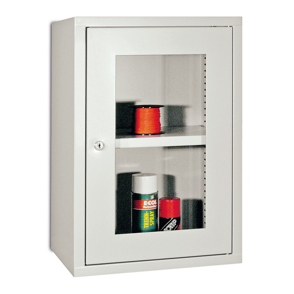 Armoire suspendue PAVOY avec regard, H x l x P 600 x 800 x 300 mm, gris anthracite, blanc pur