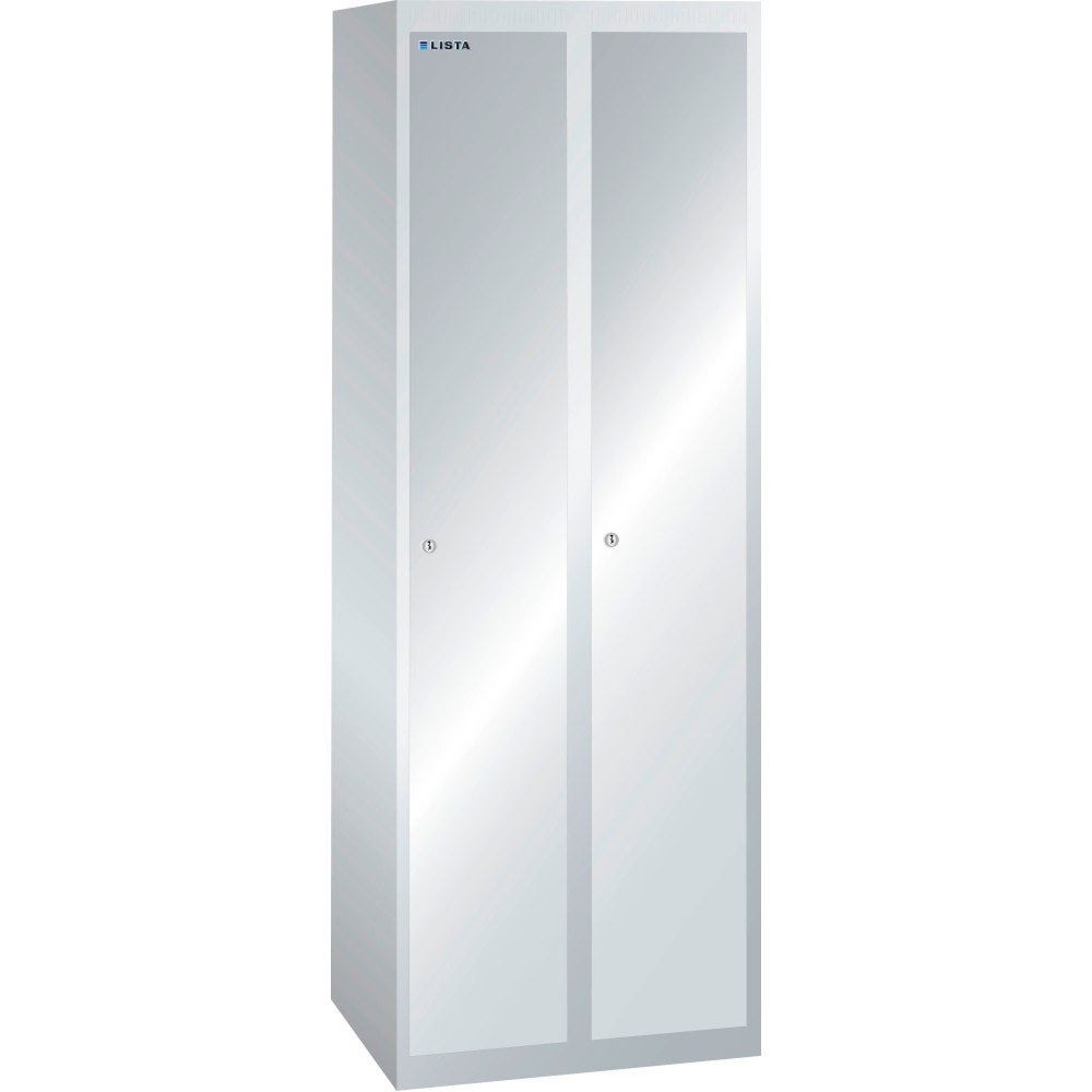 Armoire-vestiaire LISTA avec panneau perforé, (PxH) 500x1 700 mm, sans sous-structure, 2 compartiments, serrure à cylindre