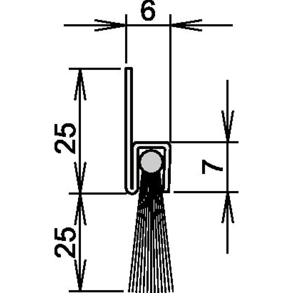 ATHMER Bürstentürdichtung, Länge 1000 mm, Rosshaar mixed Aufschrauben