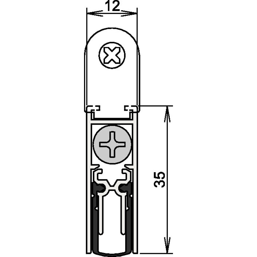 Produktabbildung: ATHMER Türdichtung Doppeldicht® M-12/35 1-392, Aluminium silberfarben eloxiert, 1-seitig Länge 958 mm, Holztüren