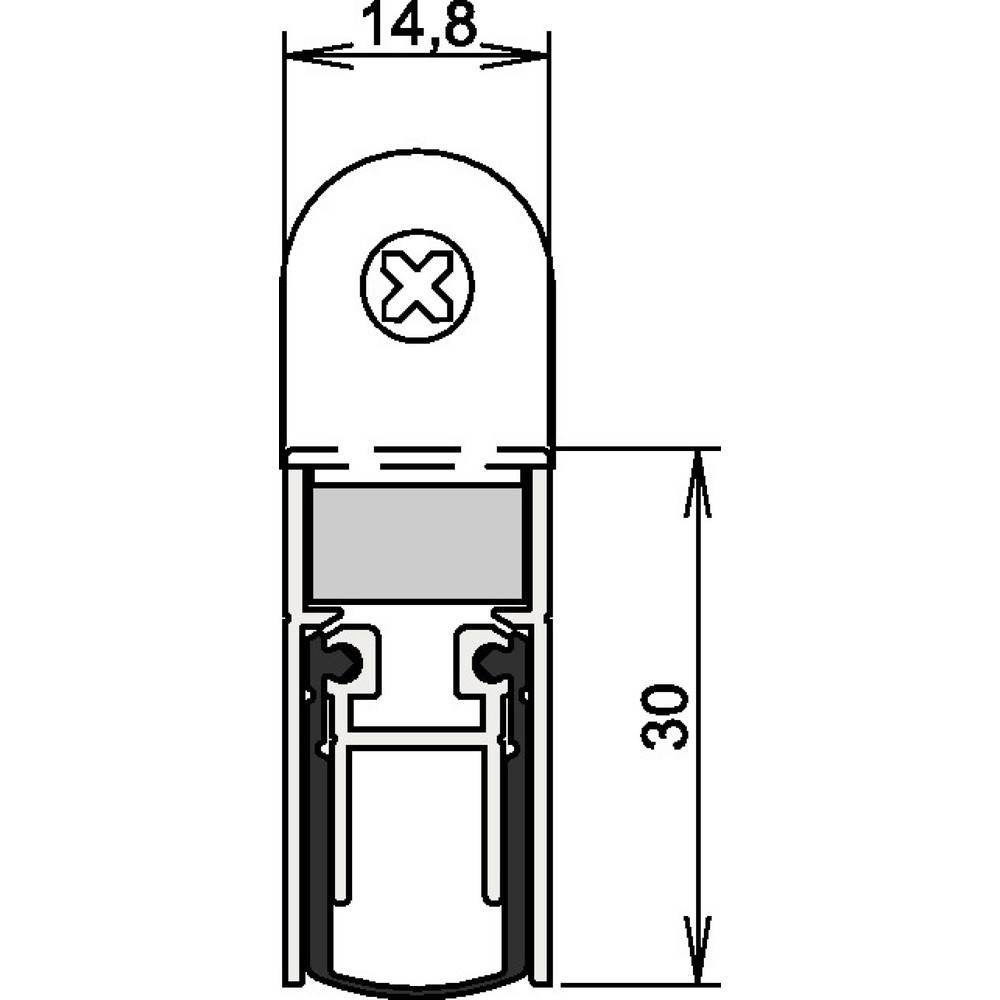 ATHMER Türdichtung Schall-Ex® DUO L-15 WS 1-382, Aluminium silberfarben eloxiert, 2-seitig Länge 958 mm, Holztüren