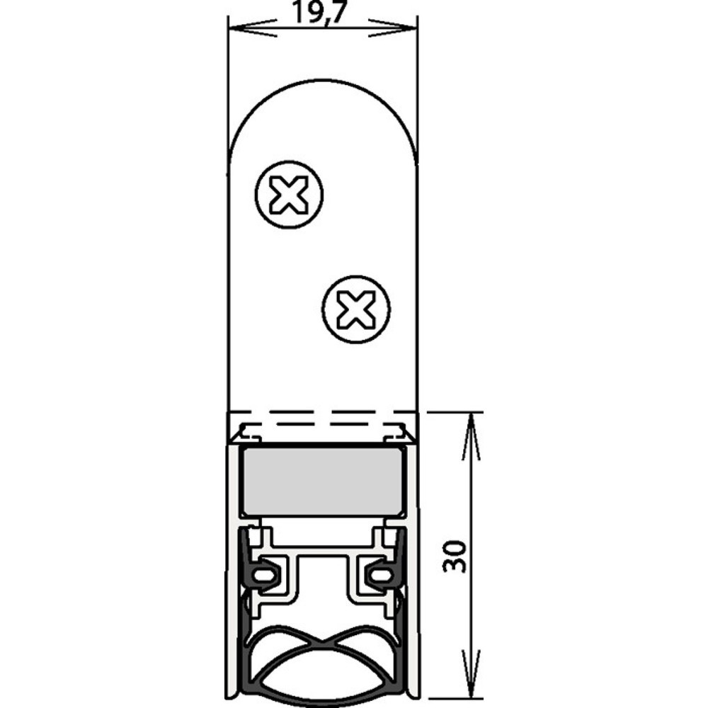 ATHMER Türdichtung Schall-Ex® Ultra WS 1-290, Aluminium silberfarben eloxiert, 2-seitig Länge 958 mm, Holztüren