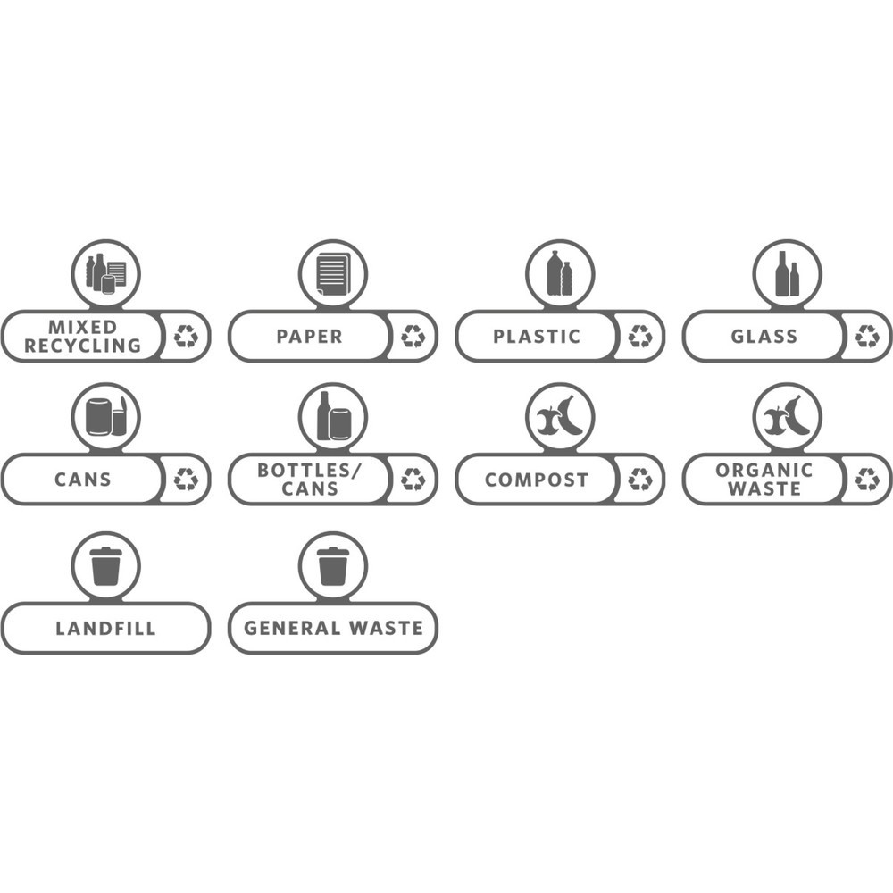 Aufkleberset Englisch für Rubbermaid® Slim Jim Recycling-Station