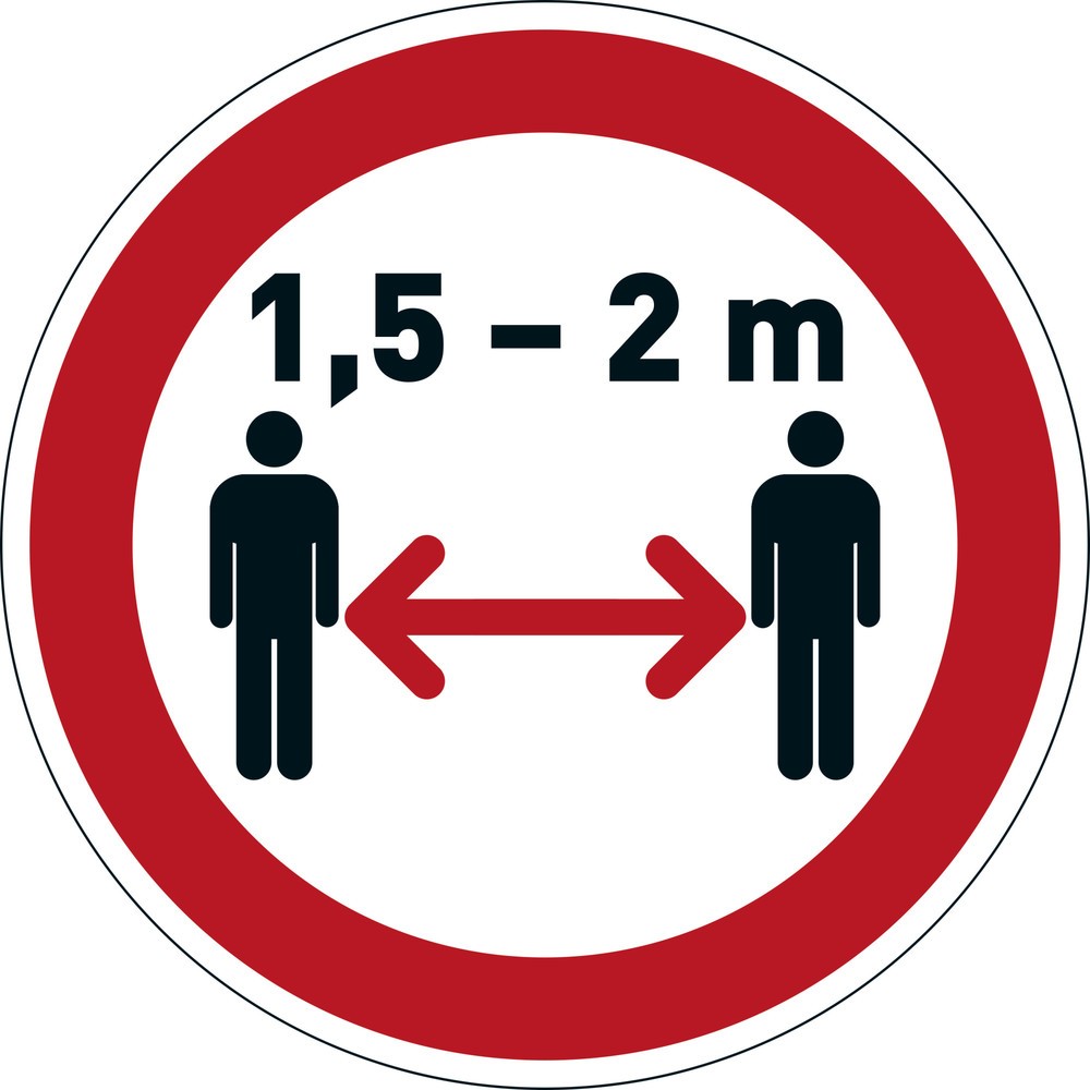 Autocollant de consigne DURABLE « Veuillez garder vos distances », Ø 430 mm, épaisseur 0,2 mm, amovible