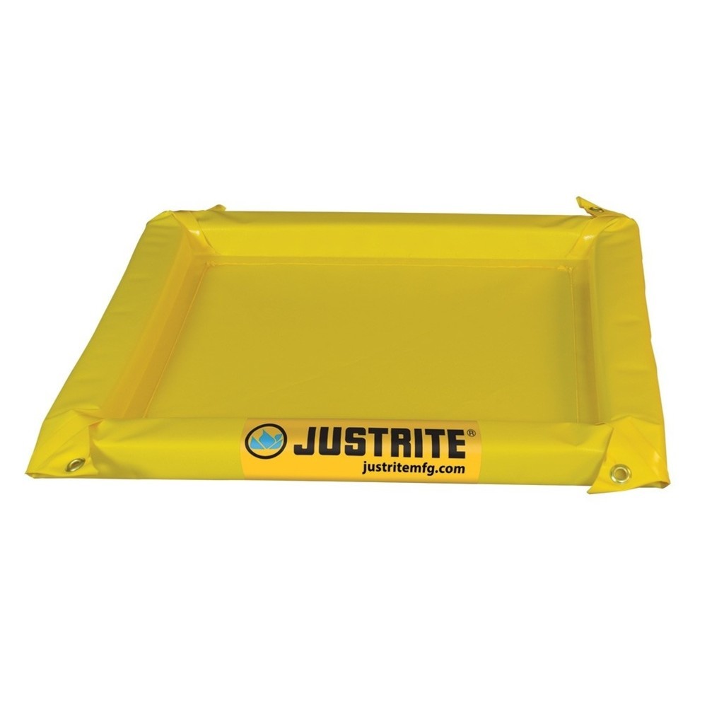 Bac pliable Justrite en PVC, hauteur de paroi 50 mm, dimensions intérieures 0,6 x 0,6 m, capacité 19 l