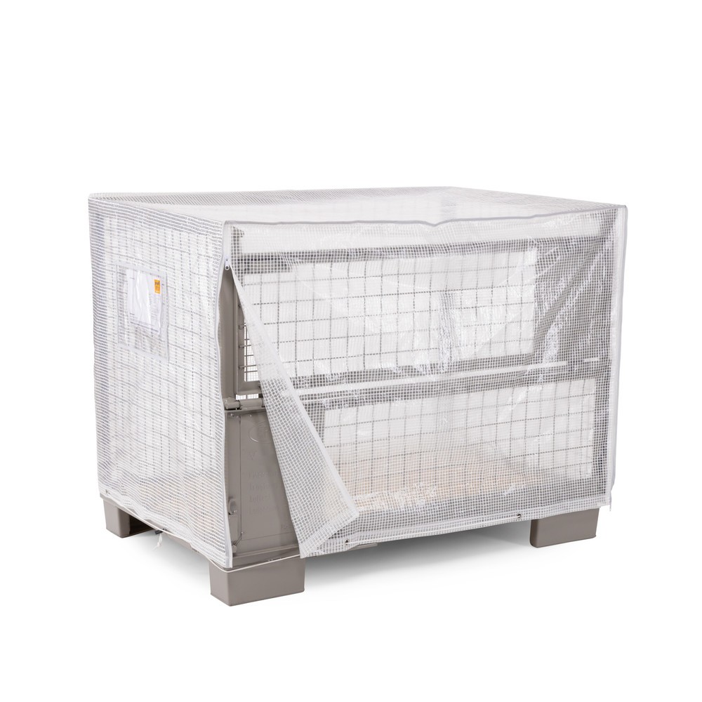 Bâche de protection HEMMDAL Mesh pour caisse grillagée, HxlxP 950 x 1 250 x 850 mm, 160 g/m², transparente