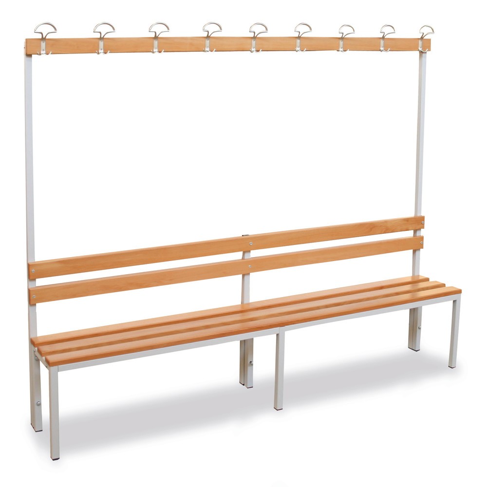 Banc pour vestiaire Steinbock®, unilatéral avec baguette à crochets, longueur 1 000 mm, sans porte-chaussure