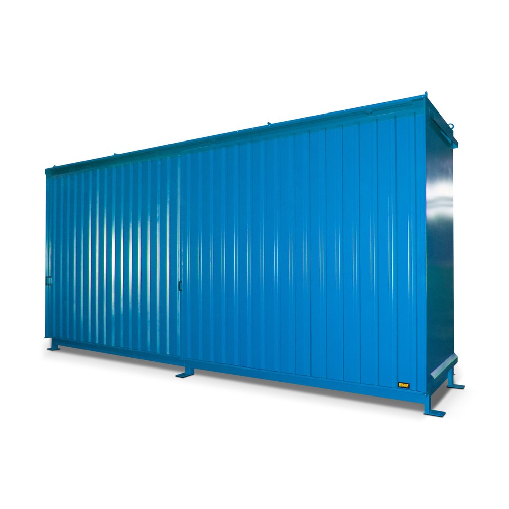 Bauer® Conteneur à étagère pour 12x KTC/IBC, 2 niveaux, 2 portes coulissantes, bleu clair