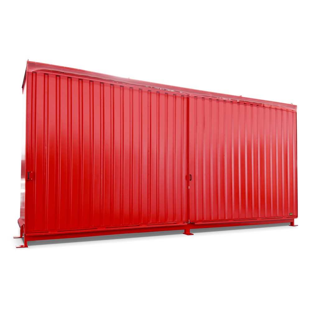 Bauer® Conteneur à étagère pour 12x KTC/IBC, 2 niveaux, 2 portes coulissantes, rail de guidage, rouge feu