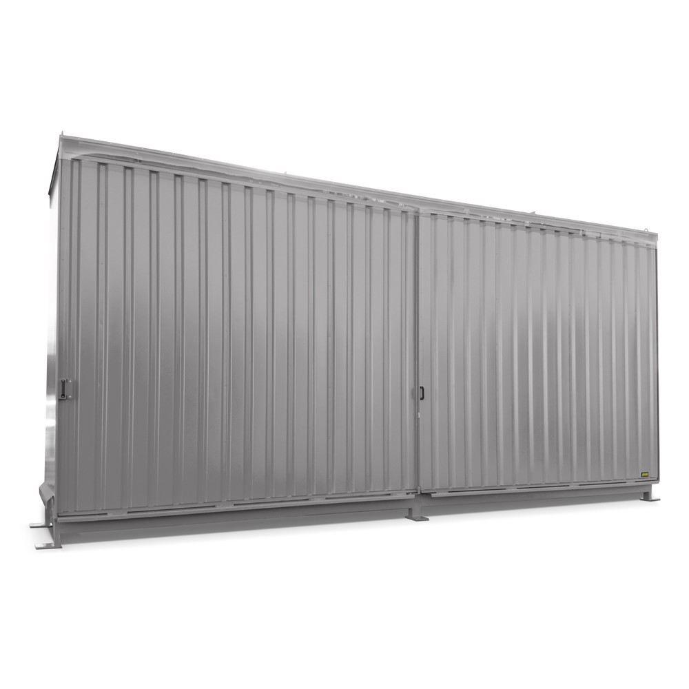 Bauer® Conteneur à étagère pour 12x KTC/IBC, 2 niveaux, 2 portes coulissantes, rail de guidage, gris souris