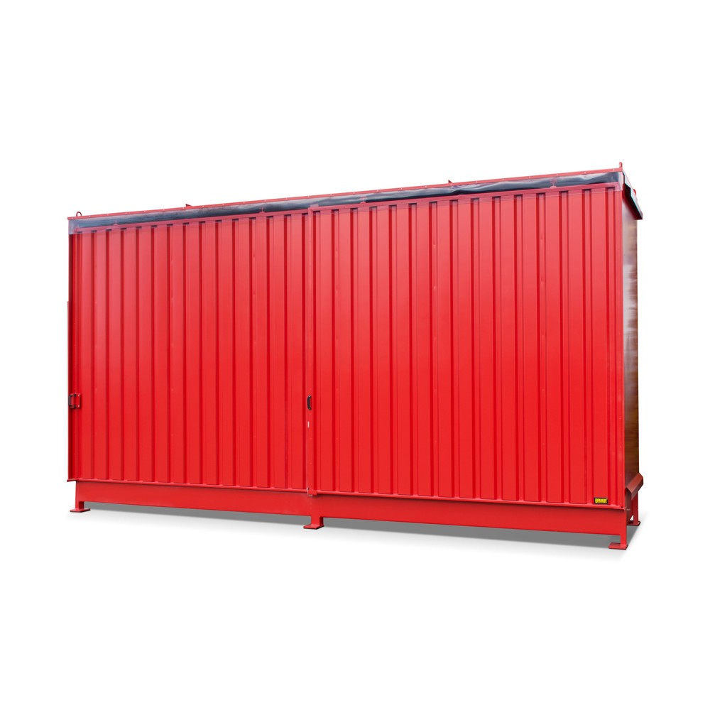 Bauer® Conteneur à étagère pour 8x KTC/IBC, 2 niveaux, 2 portes coulissantes, rouge feu