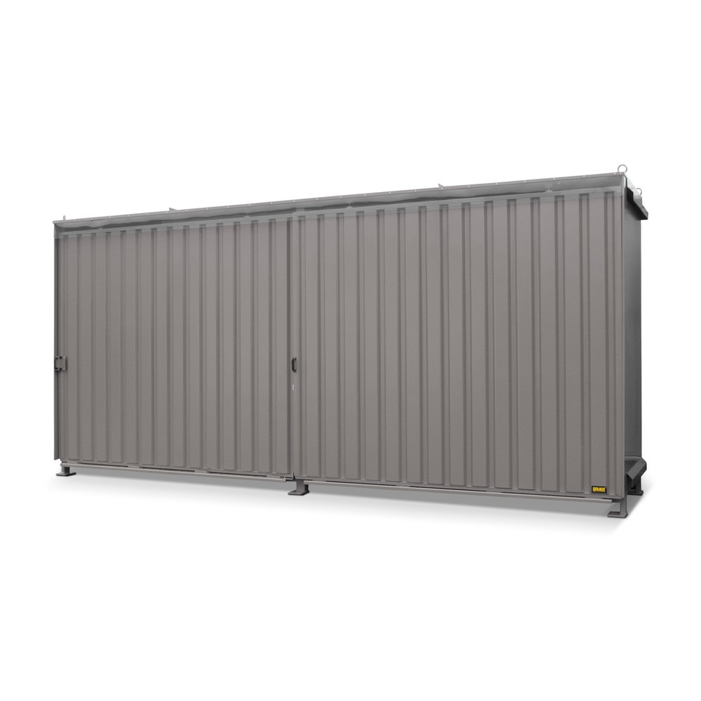 Bauer® Conteneur à étagère pour 8x KTC/IBC, 2 niveaux, 2 portes coulissantes, rail de guidage, gris souris