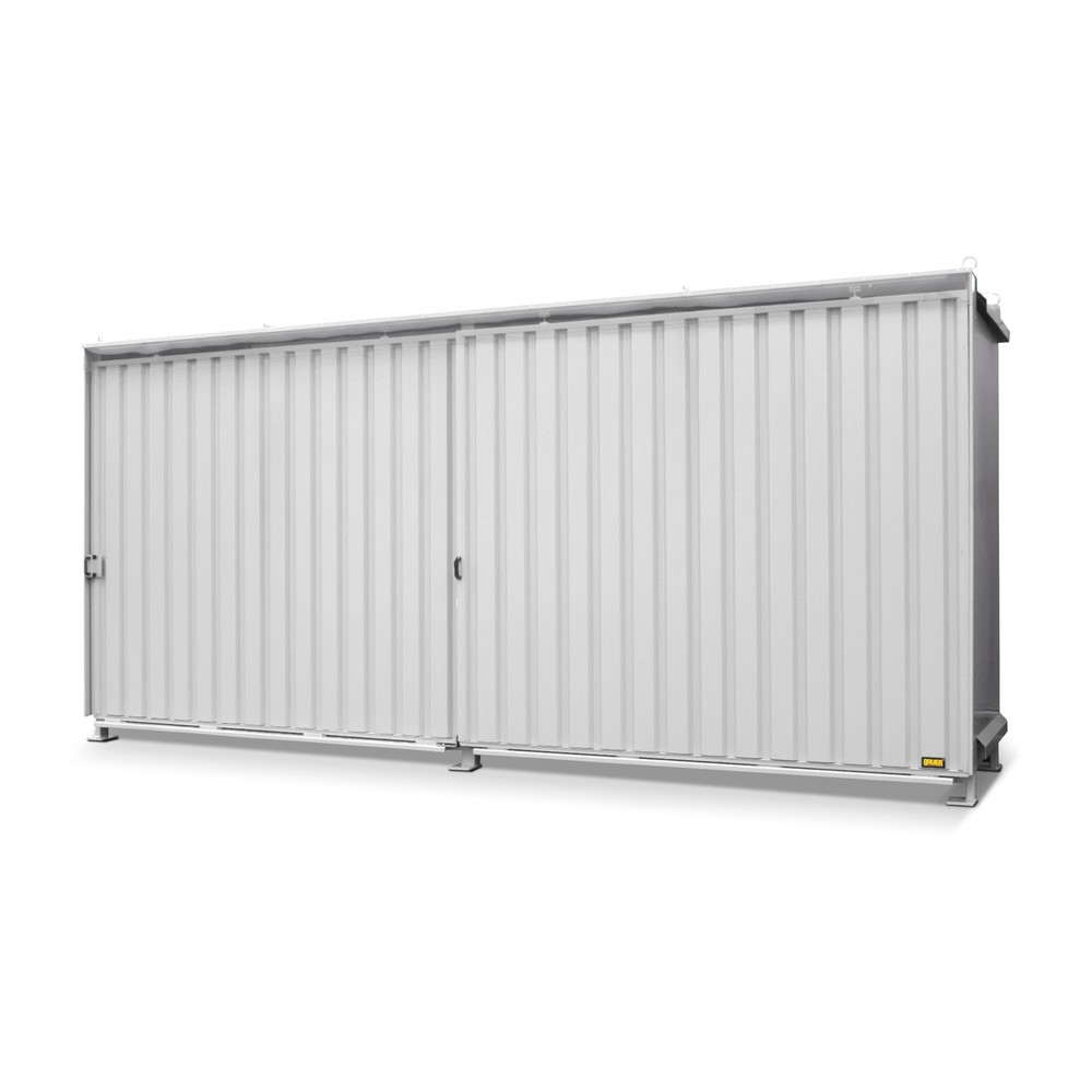 Bauer® Conteneur à étagère pour 8x KTC/IBC, 2 niveaux, 2 portes coulissantes, rail de guidage, gris-blanc