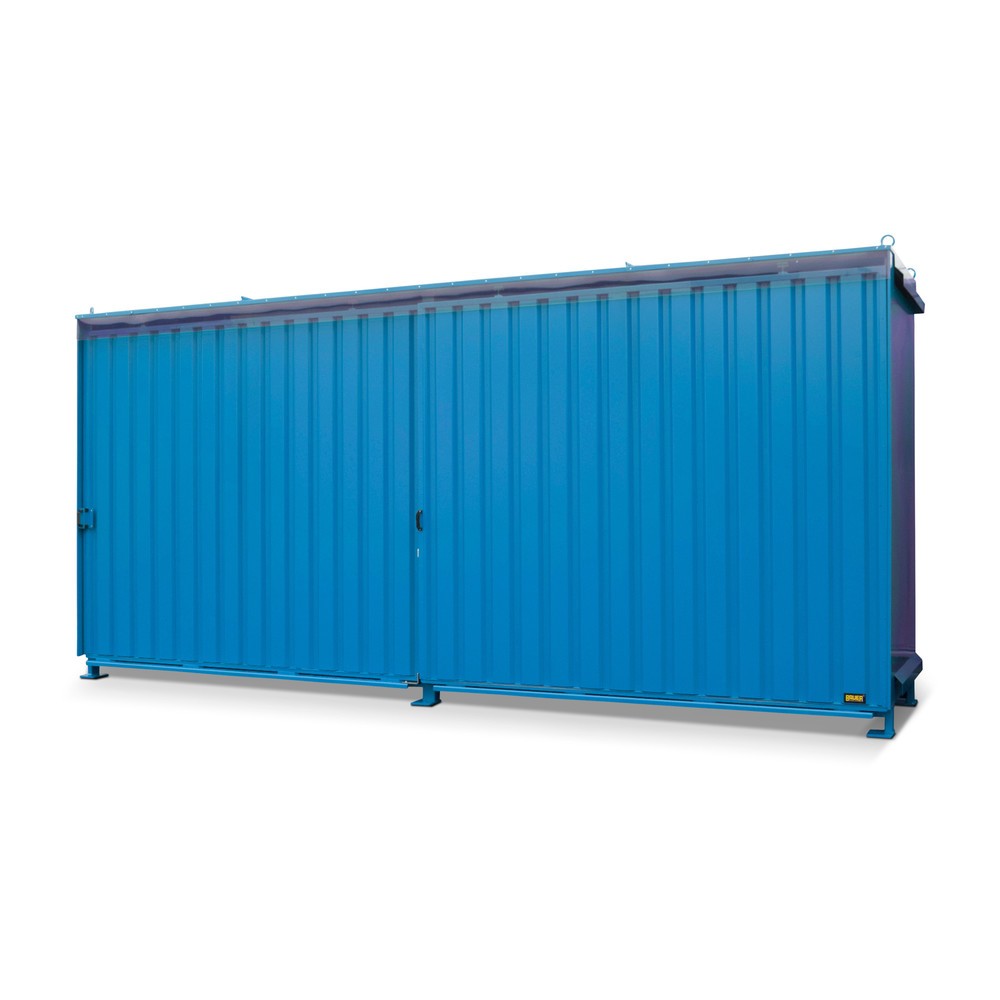 Bauer® Conteneur à étagère pour 8x KTC/IBC, 2 niveaux, 2 portes coulissantes, rail de guidage, bleu clair