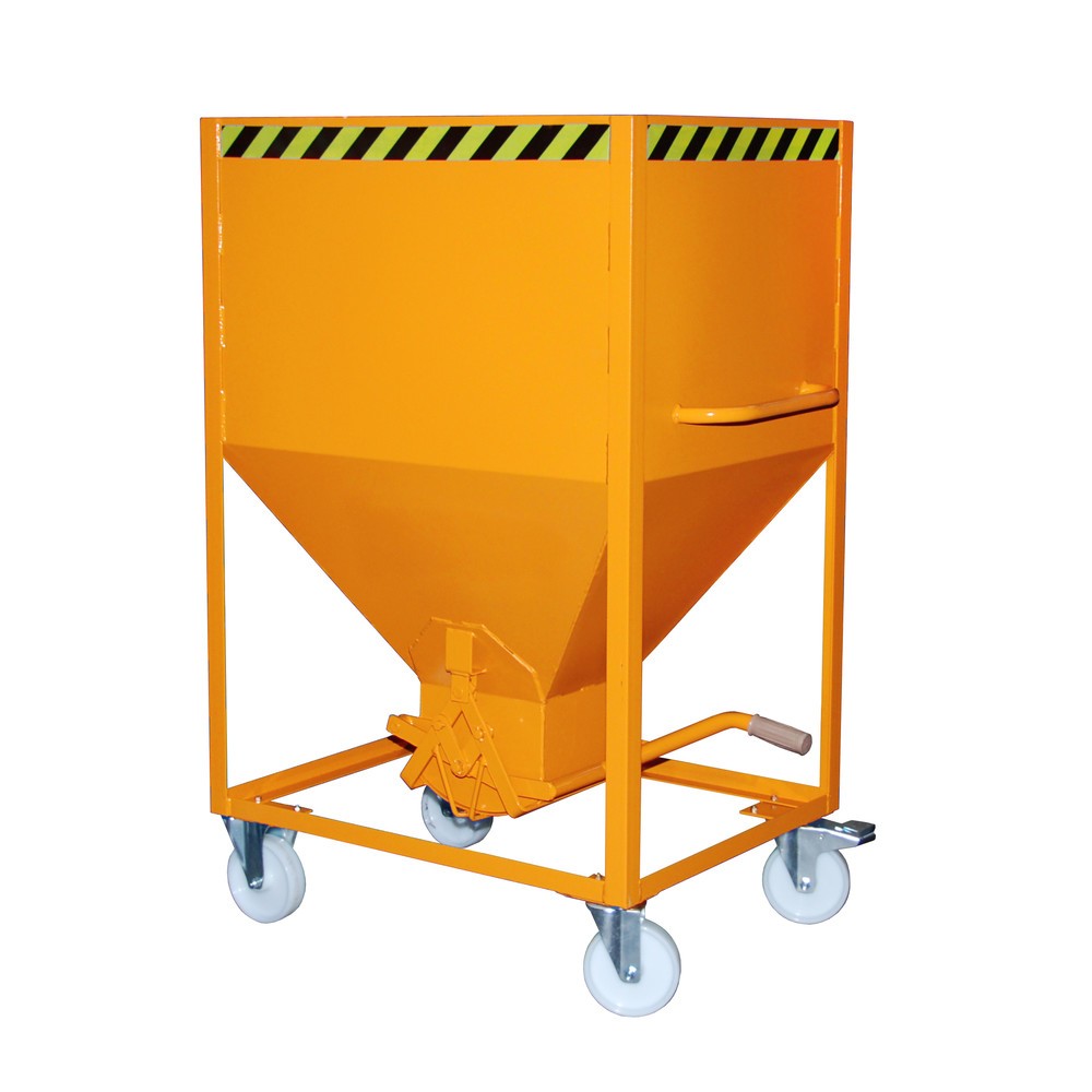 Bauer® Silo avec fermeture en ciseaux + roulettes, peint, volume 0,6 m², RAL 2000 orangé jaune