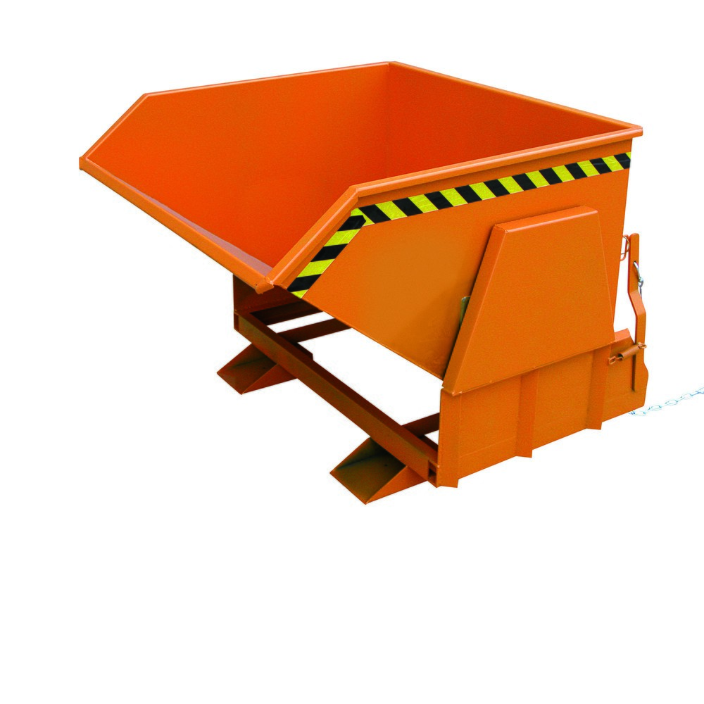 Benne basculante Eichinger® avec patins protégés, 1 000 kg, 300 litres, orangé pur