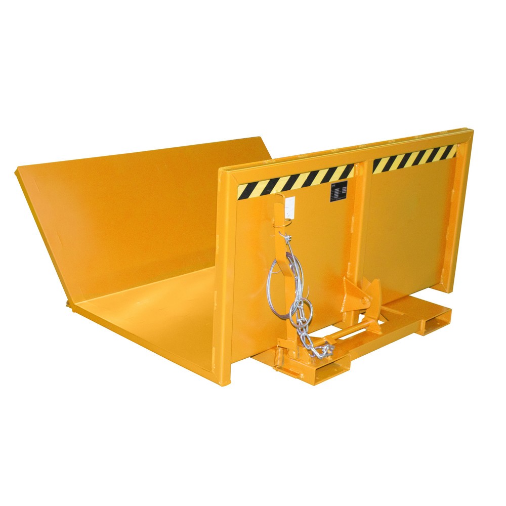 Benne basculante pour charges longues type LGK, capacité de charge 1 000 kg, RAL 2000 jaune orange