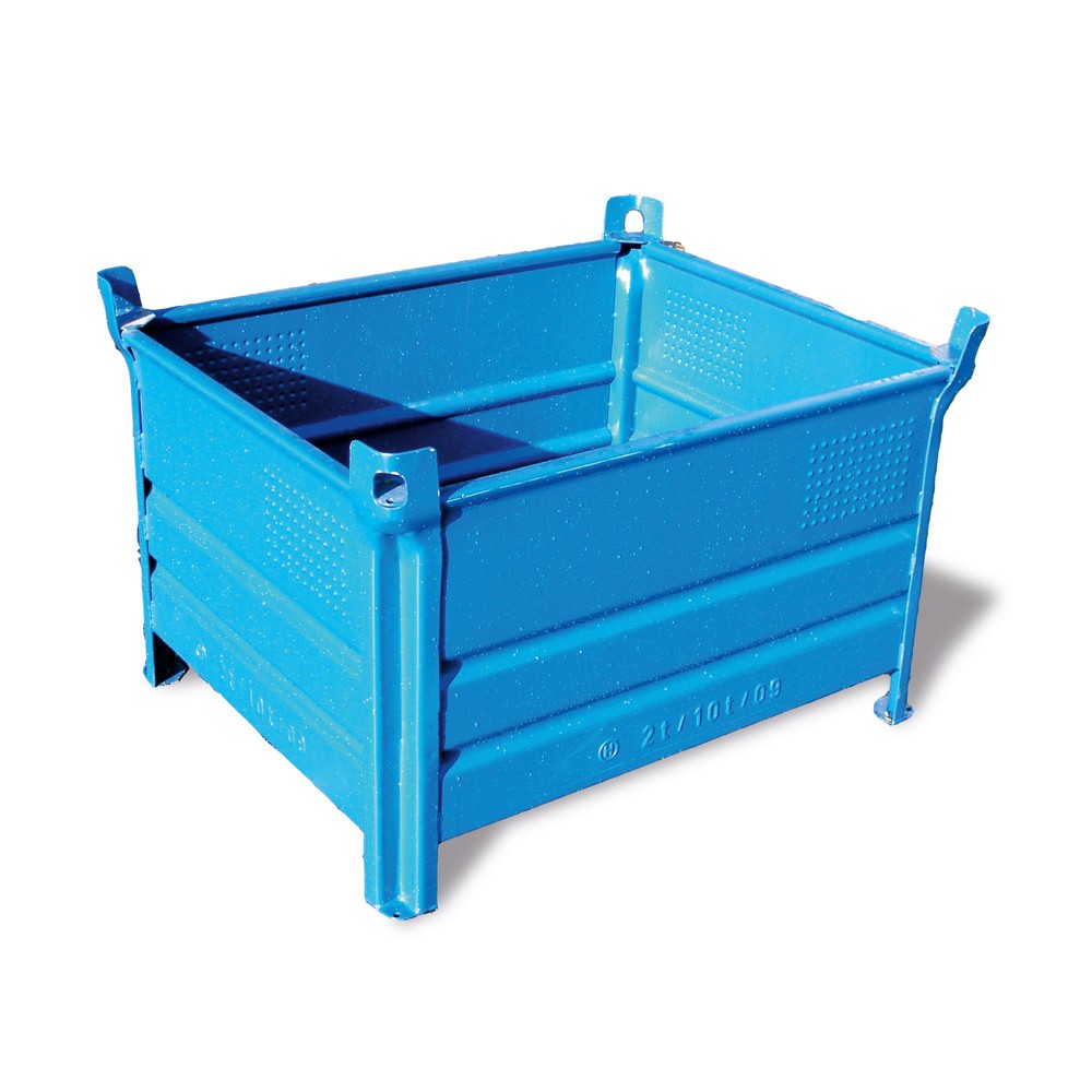 Berceau empilable HESON®, avec parois pleines, capacité de charge 1000 kg, l x P 1 000 x 800 mm, bleu