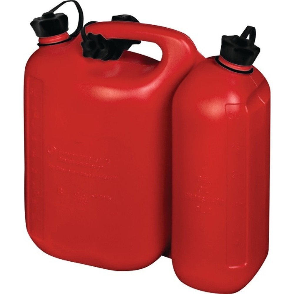 Bidon double pour carburant contenu 5,5 + 3 l rouge HDPE L316xl145xH312 mm HÜNER