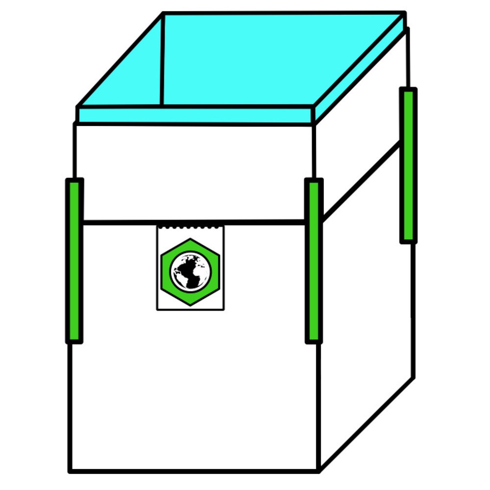 Big Bag Transportsack, 4 Hebeschlaufen, mit Inliner u. Schürze, unbeschichtet, TK 1.000 kg, 2-seitiger Aufdruck, 300 Stk/VE