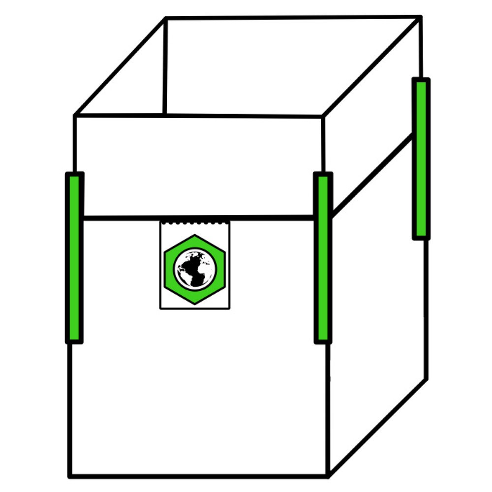 Big Bag Transportsack, 4 Hebeschlaufen, Schürze, beschichtet, TK 1.250 kg, 4-seitiger Aufdruck, 300 Stk/VE