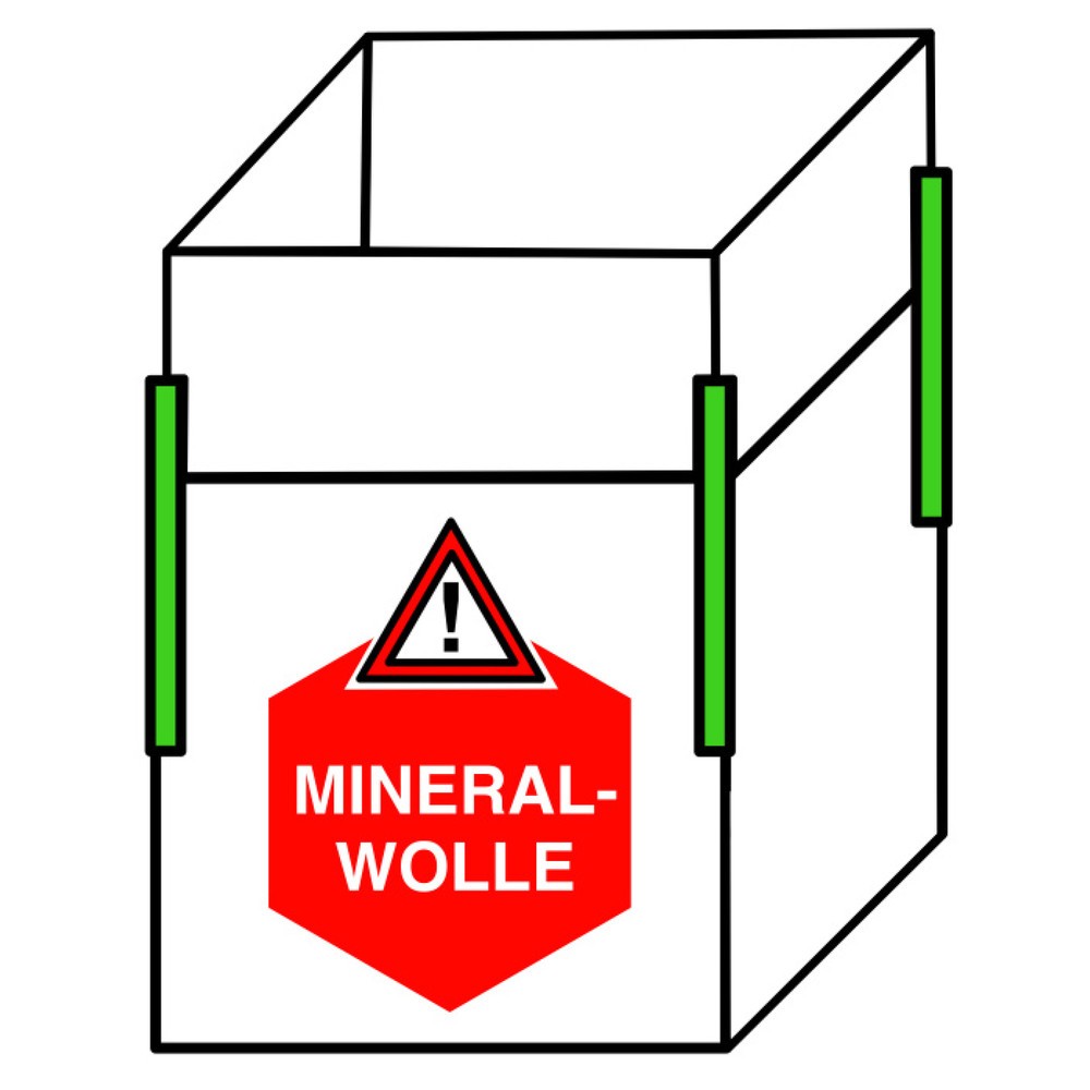 Big Bag Transportsack Mineralwolle, mit 4 Hebeschlaufen, Tragfähigkeit 150 kg