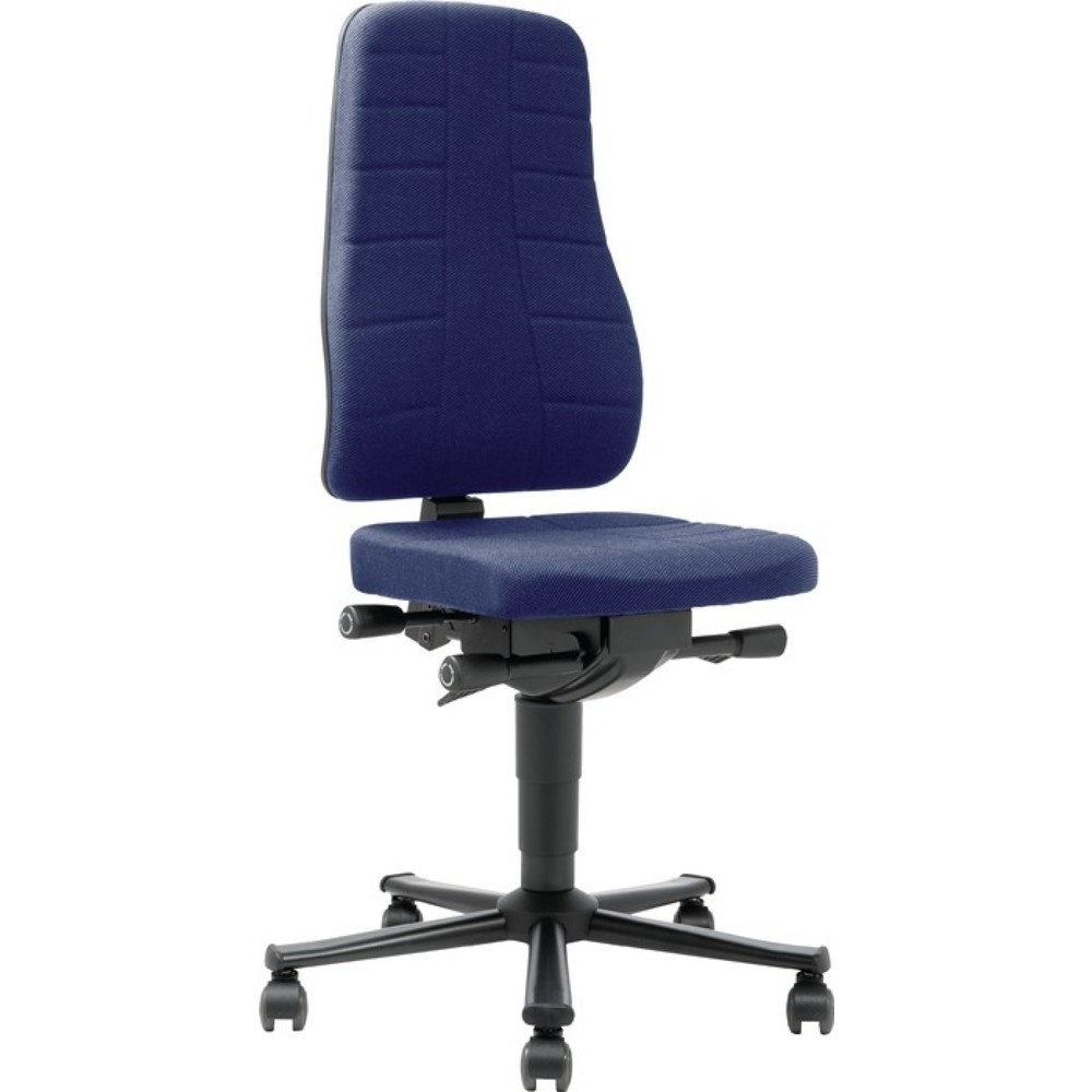 bimos Arbeitsdrehstuhl All-In-One Highline, Stoffpolster blau, Rollen, 450-600 mm