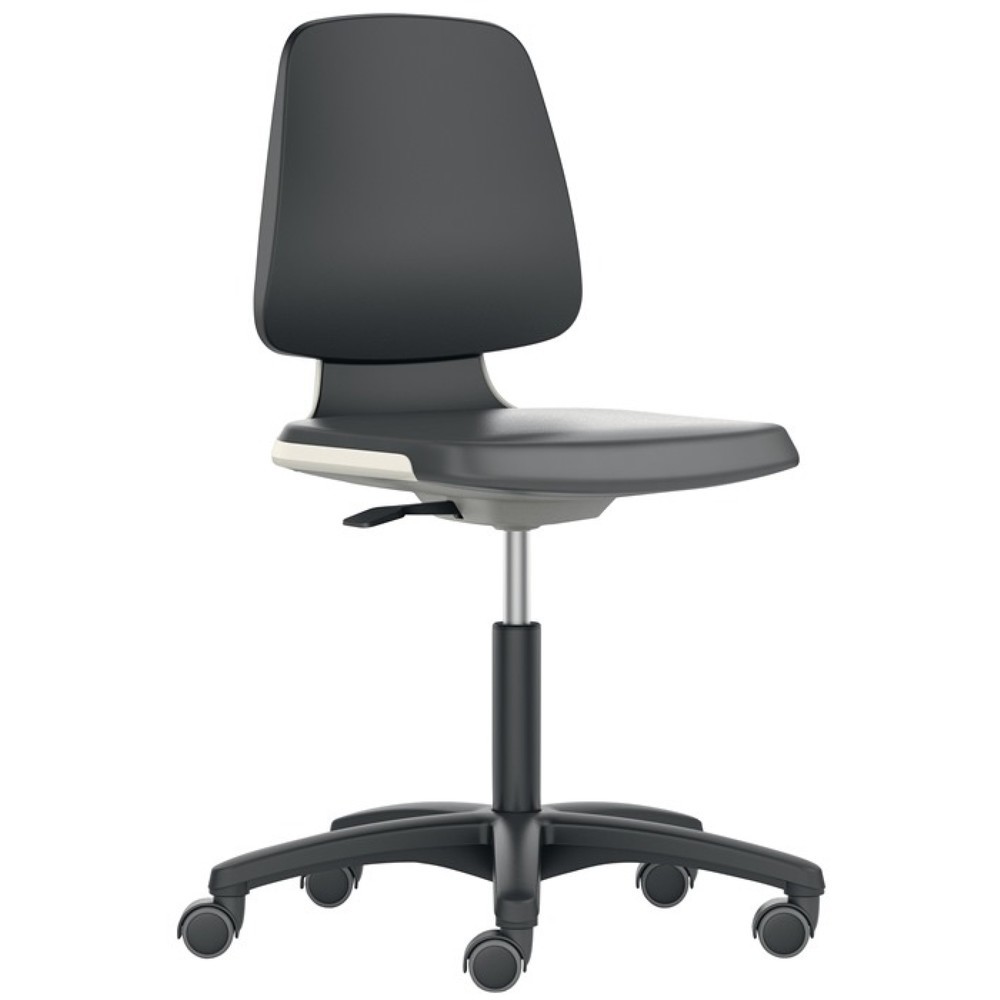 Chaise de travail pivotante bimos Labsit, tissu Supertec noir, roulettes coque d'assise anthracite, 450-650 mm