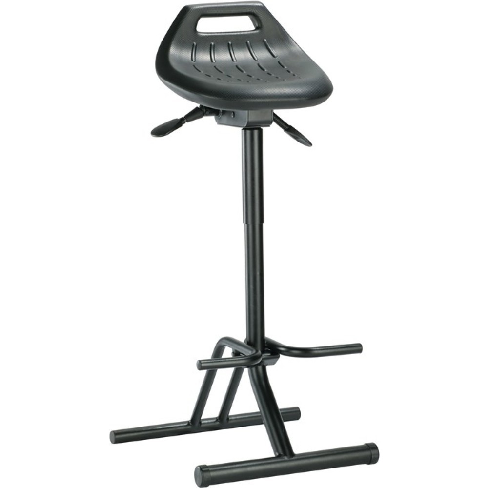 Assis-debout bimos, hauteur d'assise réglable 640-840 mm, mousse intégrale, tube d'acier noir pliable