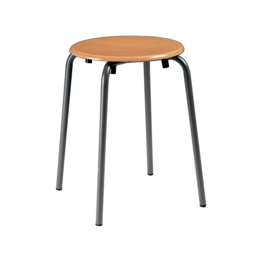 Tabouret empilable bimos, tube rond anthracite, hauteur d'assise 500 mm Ø d'assise 300 mm, hêtre laqué naturel